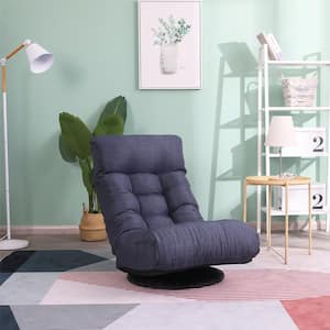 Navy Blue Soft Fabric Adjustable Reclining Chair