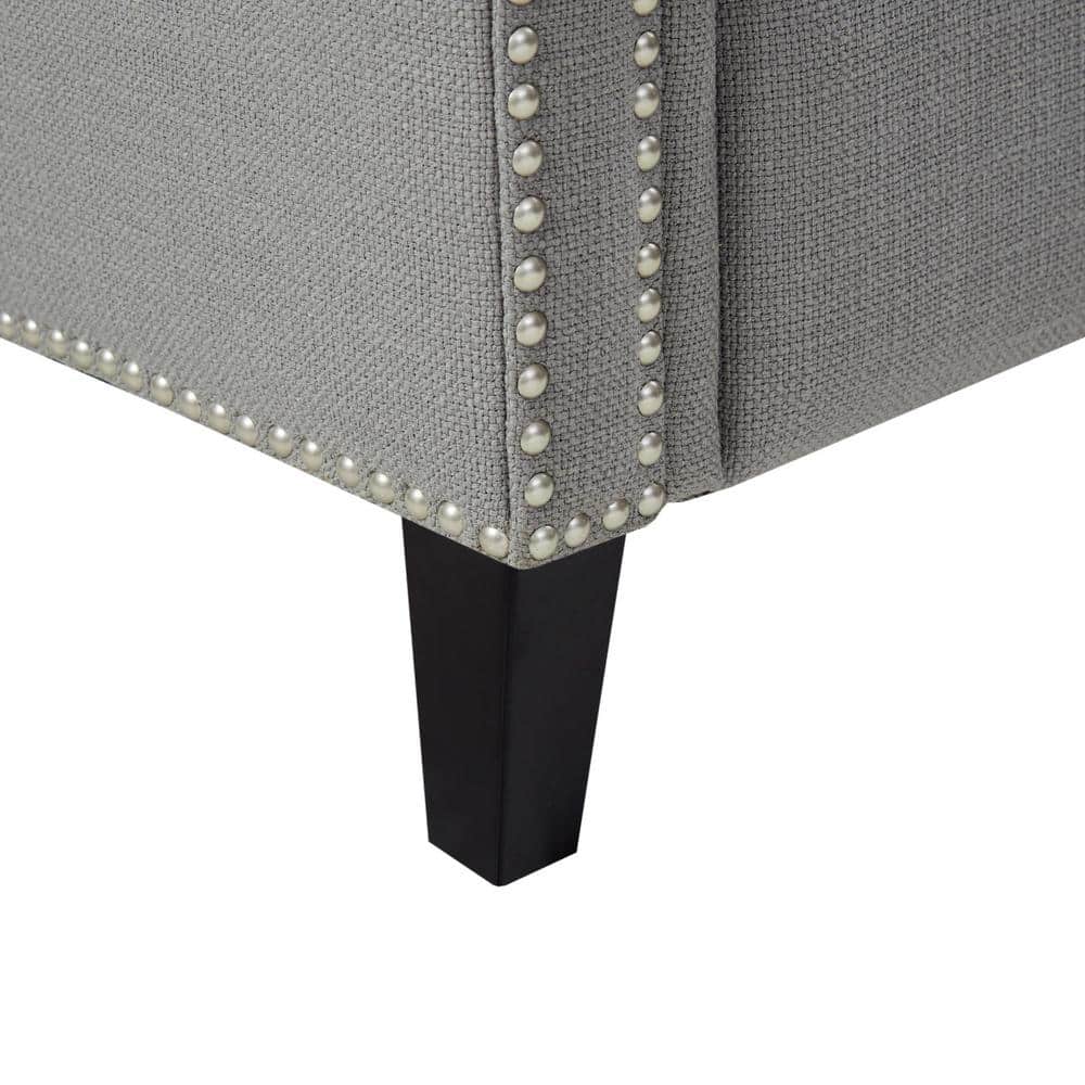 Elegant Gray Microfiber Recliner with Tufted Back and Bronze Nailhead Trim