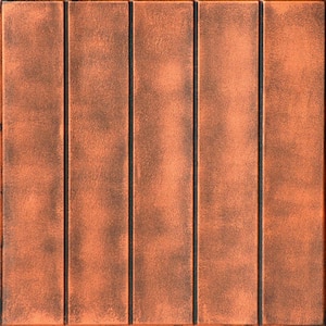 Bead Board Antique Copper 1.6 ft. x 1.6 ft. Decorative Foam Glue Up Ceiling Tile (21.6 sq. ft./case)