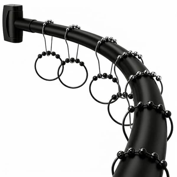 33 to 78 in. Matte Black Stainless Steel Curved Shower Curtain Rod, Wall-Mounted Rustproof Bathroom Rod