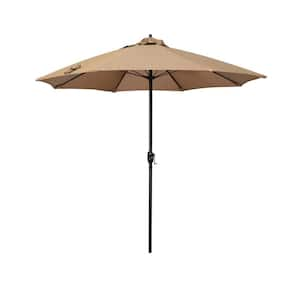 7.5 ft. Bronze Aluminum Market Patio Umbrella with Fiberglass Ribs and Auto Tilt in Terrace Sequoia Olefin