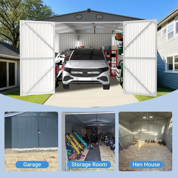 20 ft. W x 13 ft. D Outdoor Metal Shed with 2-Doors (250 sq. ft