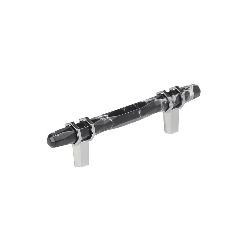 Carrione 3-3/4 in. (96mm) Center-to-Center Marble Black/Polished Chrome Bar Cabinet Pull price history on PriceWatchPro
