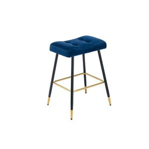 26.34 in. Navy Backless Metal Frame Bar Stools Footrest Counter Height Dining Chairs with Foam Seat