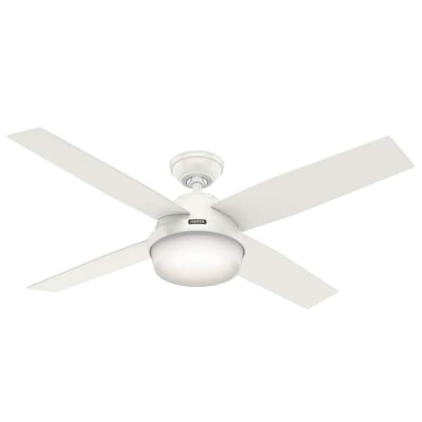 Hunter - Dempsey 52 in. LED Indoor Fresh White Ceiling Fan with Light Kit and Universal Remote