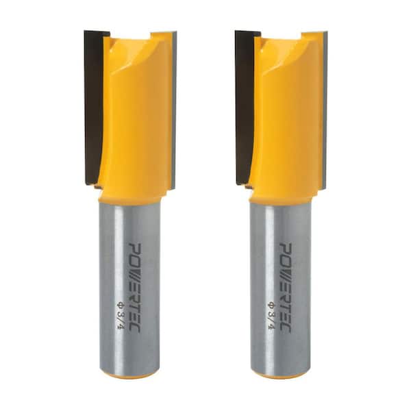 Straight Tungsten Carbide Router Bit, 3/4 in. Cutting Diameter, 1/2 in. Shank, 1-1/4 in. Depth (2-Pack)