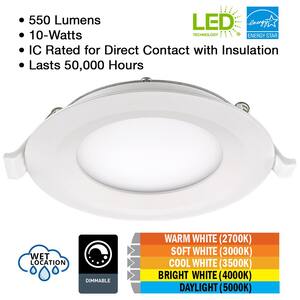 3 in. Canless Integrated LED Recessed Light Trim 550 Lumens Adjustable CCT Kitchen Bathroom Remodel Wet Rated (8-Pack)