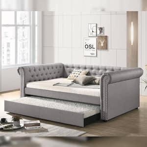 Justice 54 in. x 75 in. Smoke Gray Trundle Daybed