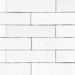 Fes Ceramic 3 in. x 12 in. x 10mm Subway Wall Tile - White Sample (1 Piece)