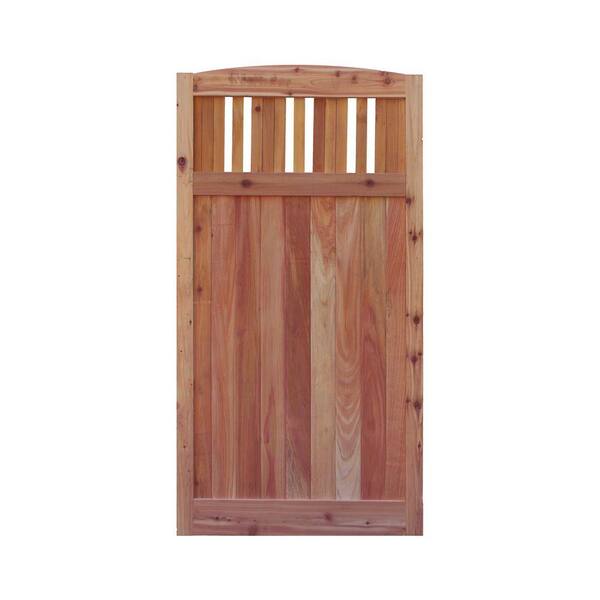 Signature Development 3 ft. x 6 ft. Western Red Cedar Arch Top Vertical Lattice Fence Gate