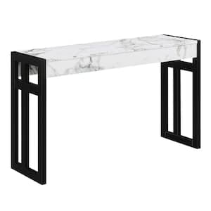 Monterey 49.5 in. Faux Birch and Black 30 in. Rectangle Wood Console Table