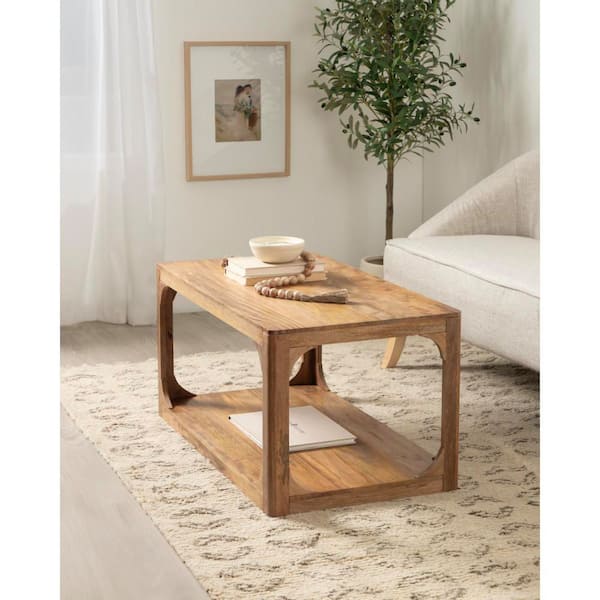 Dahl 36 in. Natural Rectangle Solid Wood Coffee Table