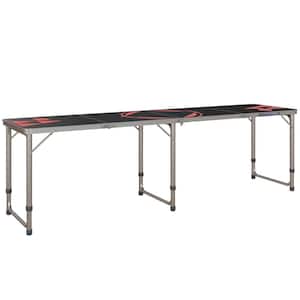 94.5 in. L x 23.5 in. W x 21.25 in. /24.5 in. /27.5 in. H Black and Red Aluminum Camping Table