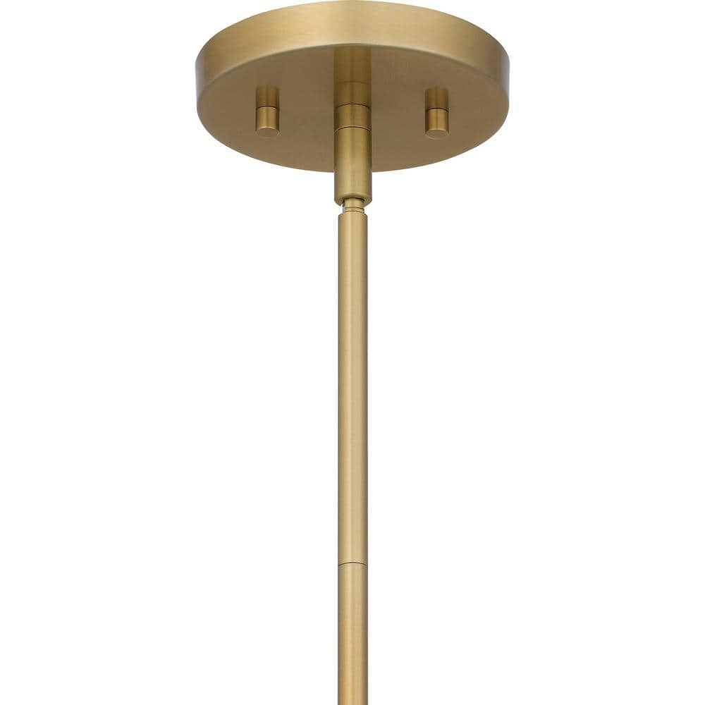 Aged Brass Drum Pendant Light with White Beads