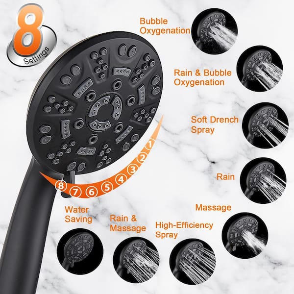 Zalerock 8-Spray Patterns 4.3 in. Wall Mount Handheld Shower Head