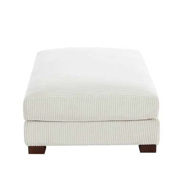 Uixe 42 in. Beige Corduroy Fabric Rectangle Ottoman with