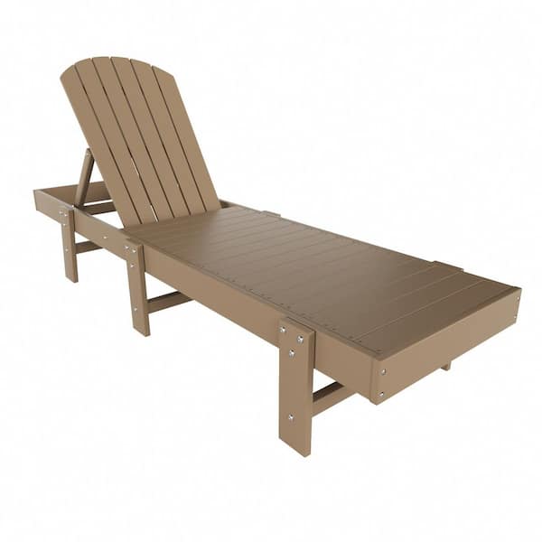 Altura White HDPE Plastic Outdoor Adjustable Backrest Classic Adirondack Chaise Lounger