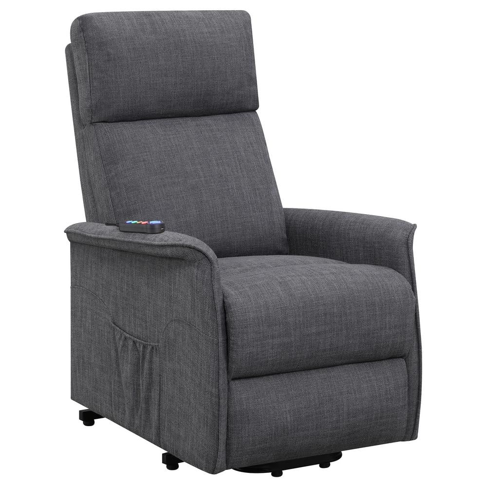 Gray Microfiber Power Lift Recliner with Massage Function