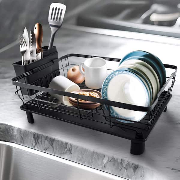 Unbranded Square Matte Black Iron Standing Dish Rack