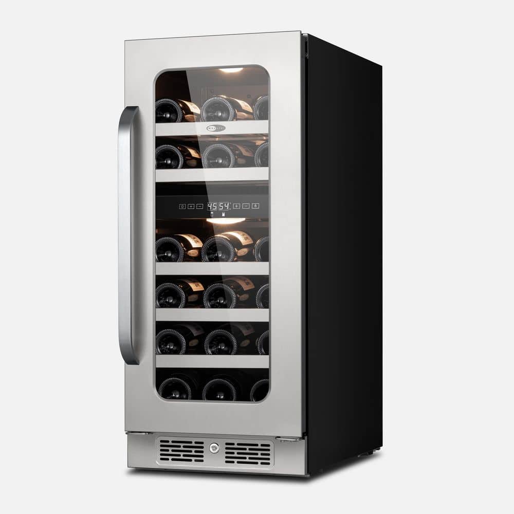 15 in. 2.9 cu. ft. 29 Bottle Dual Zone Undercounter Wine Cooler Fridge in Black Cabinet with Stainless Steel Door price history on PriceWatchPro