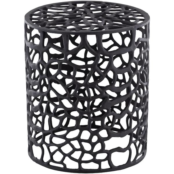 Artistic Weavers Oenthu 13 in. L x 13 in. W x 15.5 in. H Black Modern Round MEtal Decorative Accent End/Side Table