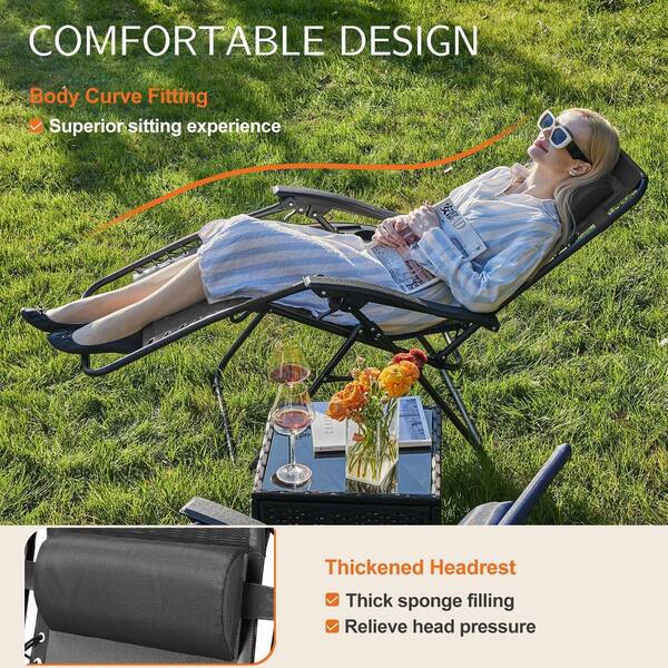 Tenleaf 2-Piece Metal Frame Outdoor Chaise Lounge Folding Recliner