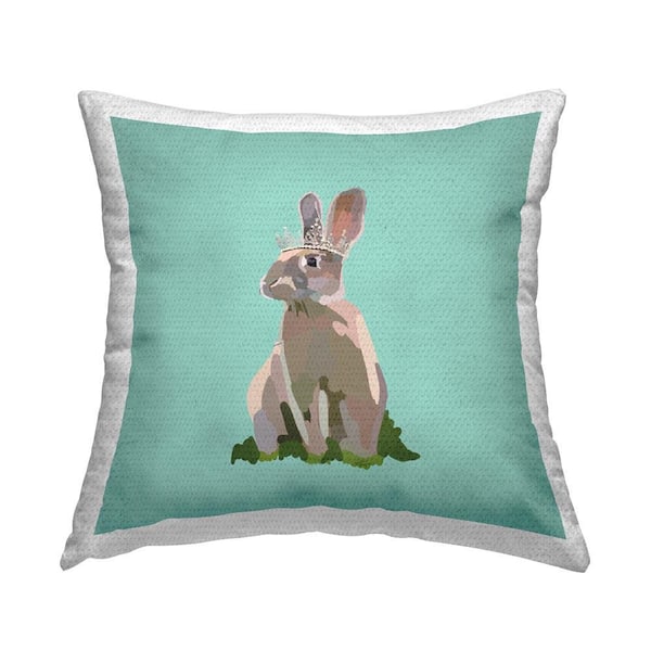 Stupell Industries Bunny Wearing Crown Outdoor Printed Throw Pillow by Amelia Noyes