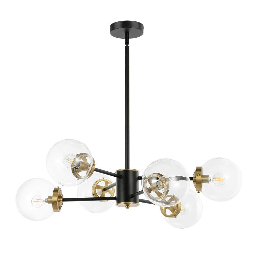 MLiAN 6-Light Black Sputnik Chandelier with Clear Glass Shades FX ...