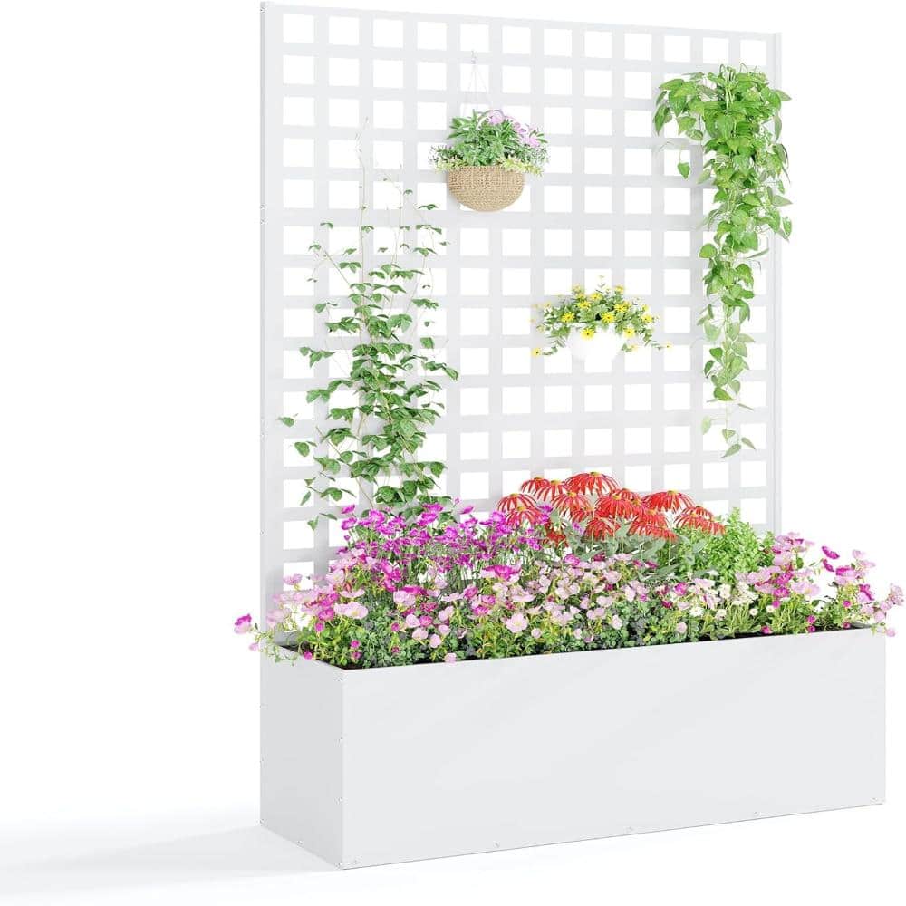 "71""x47""x16"" Metal Planter Box Outdoor Privacy Screen with Trellis" price history on PriceWatchPro
