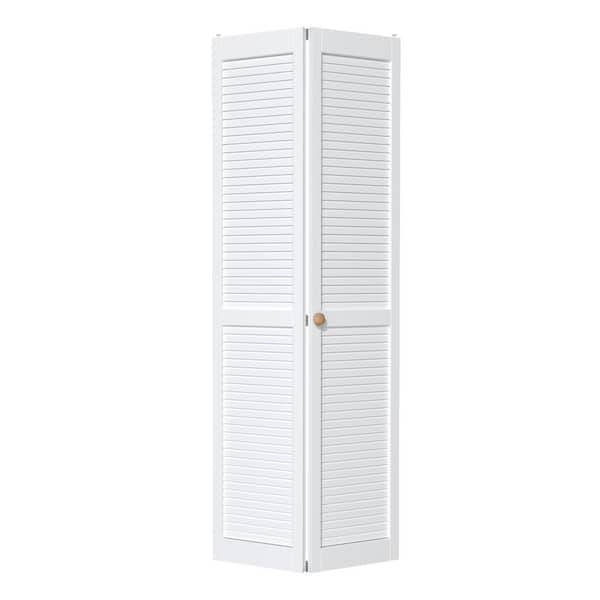 ARK DESIGN 24 in. x 80.5 in. Solid Core White Finished Louver Closet Bi-fold Door with Hardware