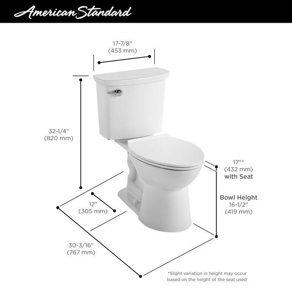 American Standard 238AA104CP.020 Two-Piece 1.28 GPF Elongated Toilet without Seat White 