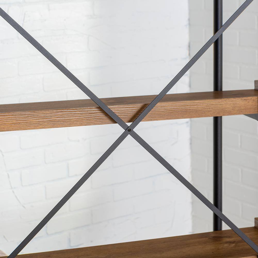 Adjustable Black Wood 36" Urban Etagere Bookshelf with 5 Shelves