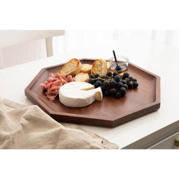 Kate and Laurel Thorpe Walnut Brown Octagon Wood Decorative Tray