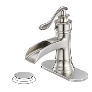 Single Handle Single Hole Bathroom Faucet with Drain Kit Included and Corrosion Resistant, Detachable in Brushed Nickel