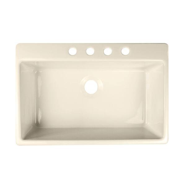 Lyons Industries Essence Drop-In Acrylic 33x22x9 in. 4-Hole Single Bowl Kitchen Sink in Biscuit