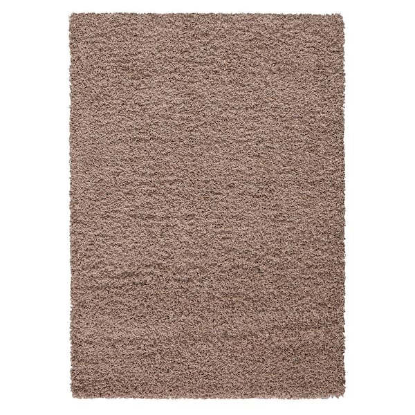 Ottomanson Shag Collection Contemporary Solid Beige 3 ft. x 5 ft. Area Rug