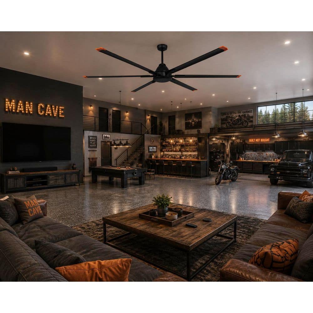 Commercial Electric High Velocity 8 ft. Indoor/Outdoor Matte Black Ceiling  Fan with Wall Control Included AK366A-MBK - The Home Depot