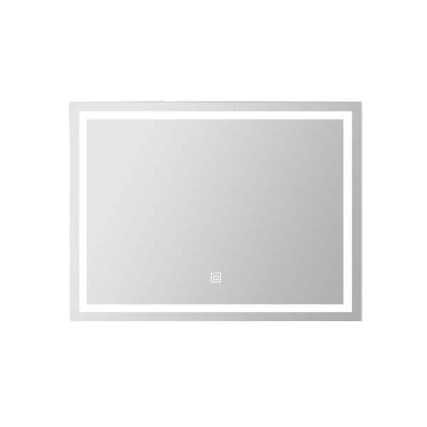 Unbranded Horizontally/Vertically Hung 36 in. W x 28 in. H Rectangular Frameless Anti-Fog Wall Bathroom Vanity Mirror in Silver