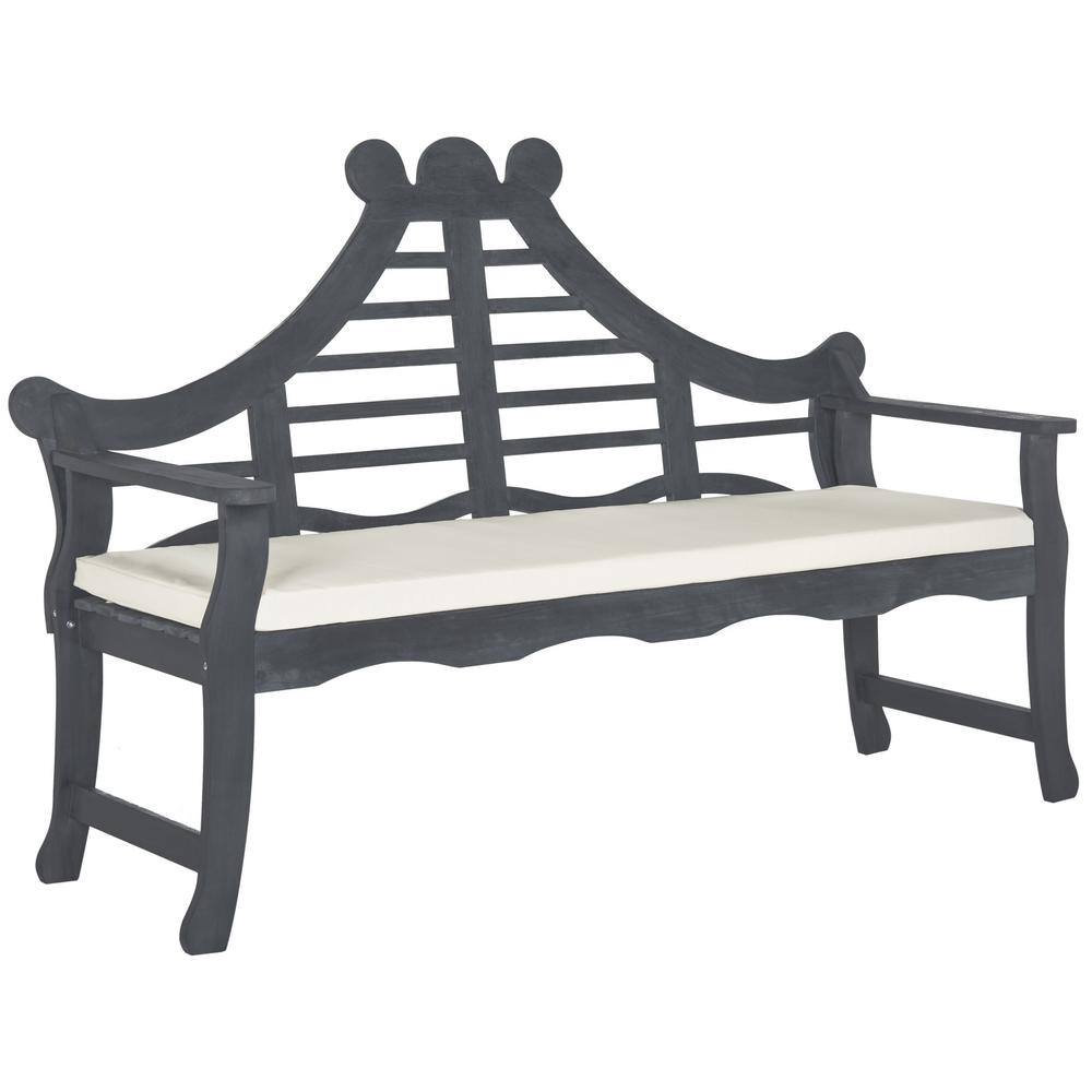 Azusa Ash Gray and Beige Transitional Outdoor Bench