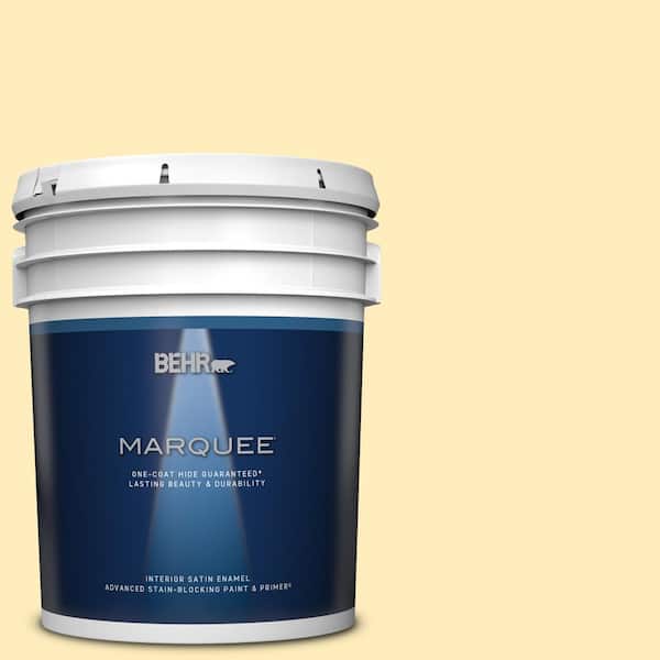 BEHR MARQUEE 5 gal. #P290-1 Soft Buttercup Satin Enamel Interior Paint & Primer