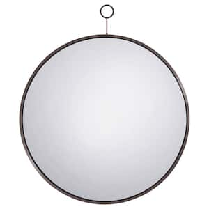 30 in. W x 35.25 in. H Black Nickel Round Framed Wall Mirror