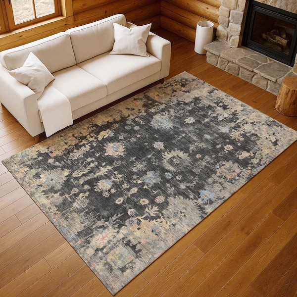 Chantille Machine Washable Indoor/Outdoor Abstract ACN2302 Charcoal 3 ft. x 5 ft. Area Rug