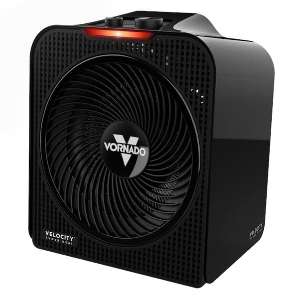 Vornado Velocity 3 Whole Room 1500-Watt 5118 BTU Electric Space Fan Heater, Adjustable Thermostat and Safety Features, Black