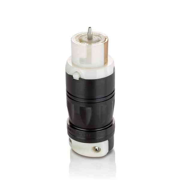 50 Amp 125-Volt/250-Volt AC, Non-Nema 3P, 4W, California Style Grounding, Black and White Locking Connector