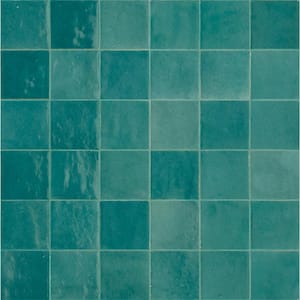 Zellige Neo Petrolio Glossy 4 in. x 4 in. Glazed Ceramic Undulated Wall Tile (7.98 sq. ft./case)