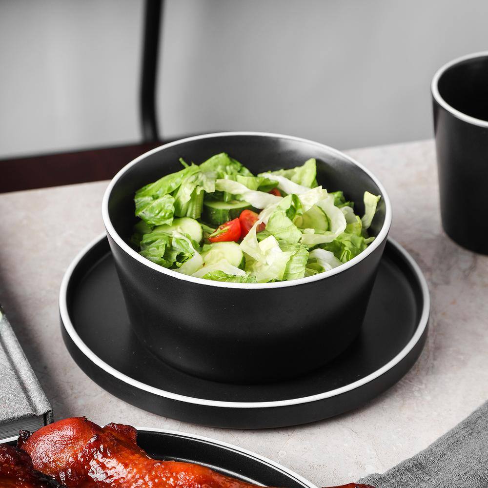 Black and White Ceramic 32-Piece Dinnerware Set