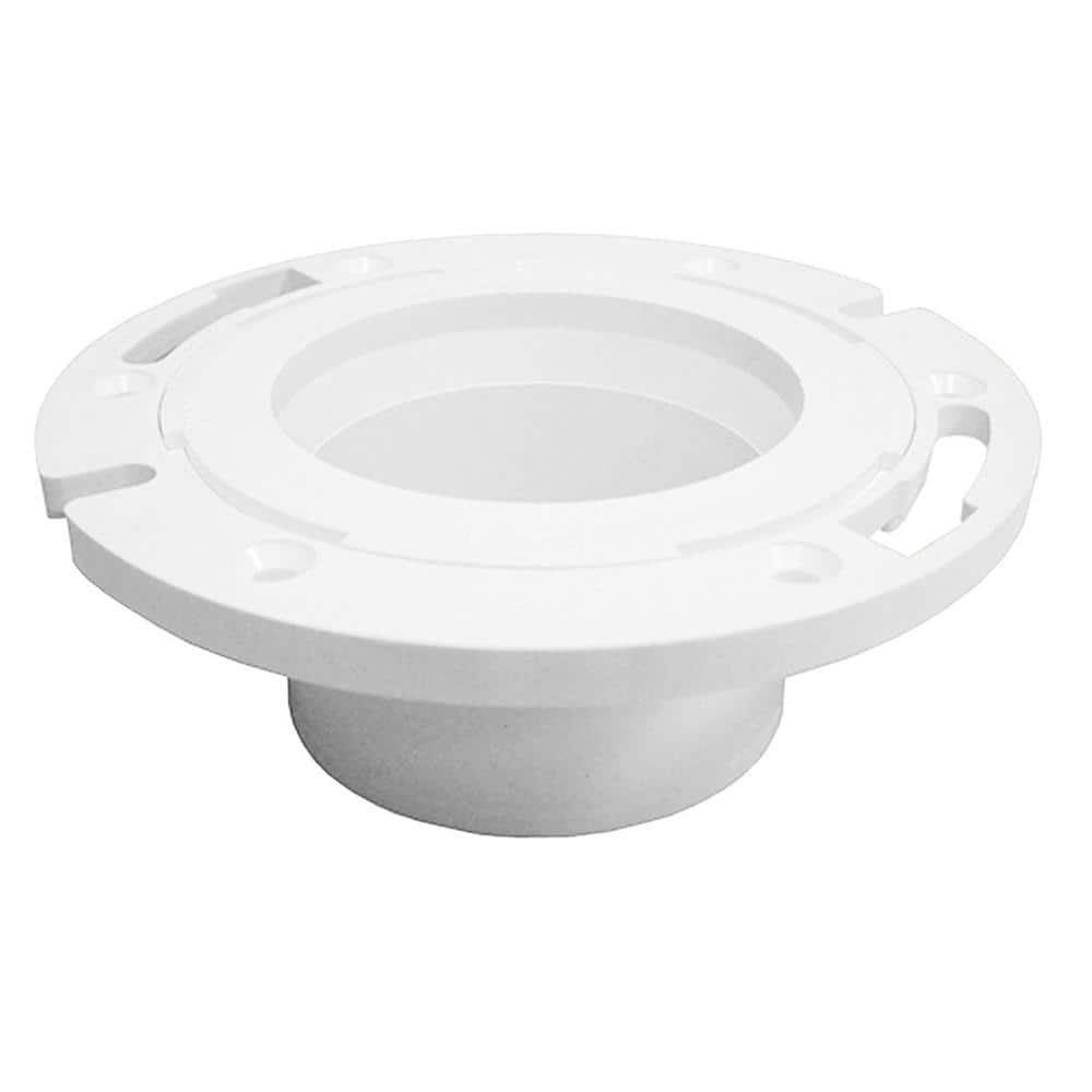JONES STEPHENS 7-1/8 in. O.D. Plumbfit PVC Closet (Toilet) Flange w/Plastic Swivel Ring Less Knockout, Fits Over 4 in. Sch. 40 DWV Pipe -  C53402