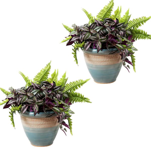 2 Purlieu 12 in. Shoreline Ceramic Indoor/Outdoor Planters