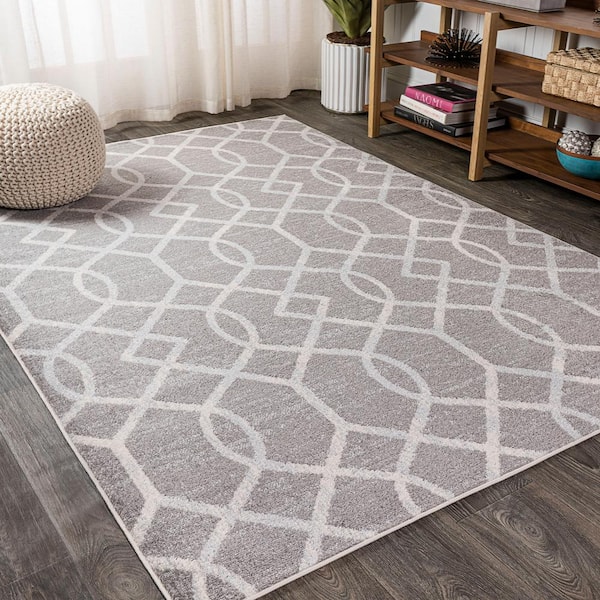 JONATHAN Y Asilah Ogee Fretwork Drak Gray/Cream 5 ft. x 8 ft. Area Rug