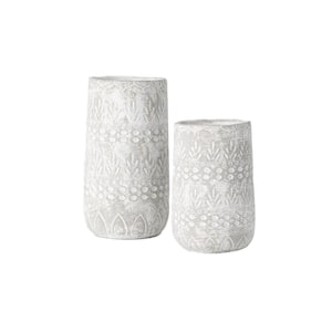 10.5" and 8" Gray Cement Pot (Set of 2)